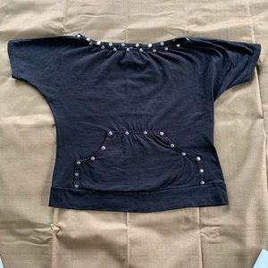 Black studded sweat shirt T-shirt